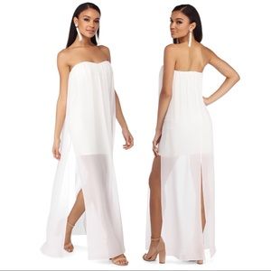 🚨—SOLD—🚨 Ivory Chiffon Ethereal Maxi Dress